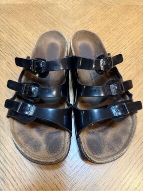 Birkenstock Shiney Black Birko-Flor Style | Size 37